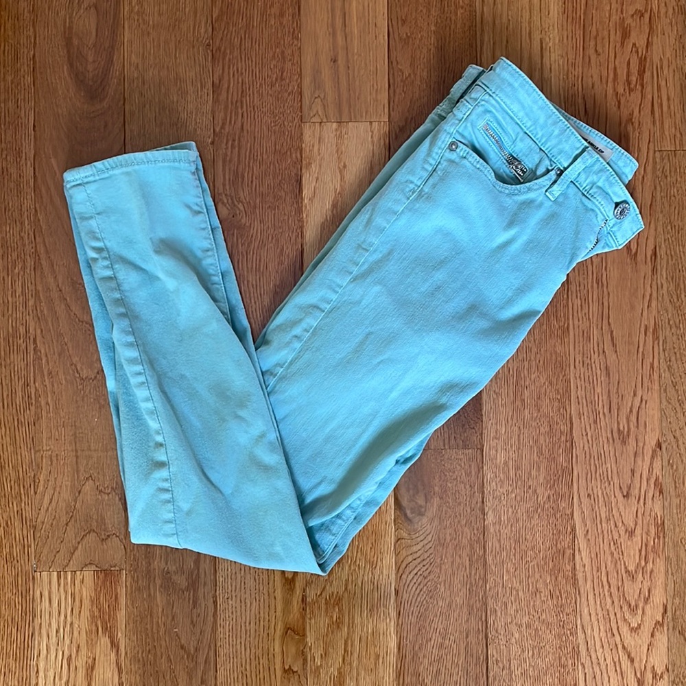 AG Adriano Goldschmied Stevie Ankle Zip Slim Straight In Seafoam color 🌊